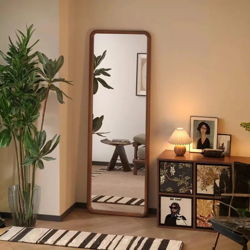 for Solid Wood Full Body Mirror Household Bedroom Cloakroom Multi Function Wall Attached Floor to Ceiling Modern Simple
