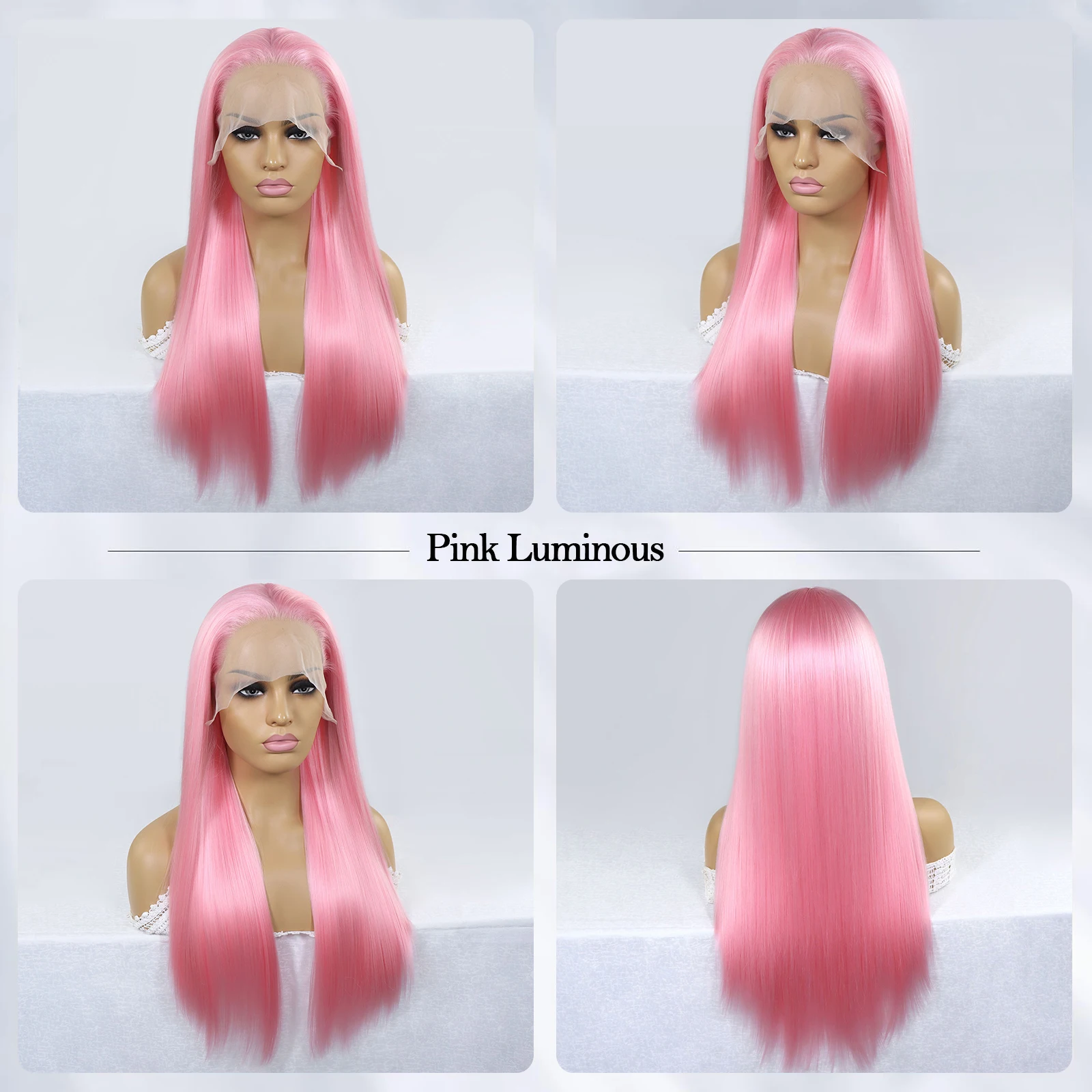 Green Blue Pink Glowing Luminous Wig 13x3 Lace Front Wig Synthetic Cosplay Party Wig Light Glowing Hair Shining Hair In The Dark