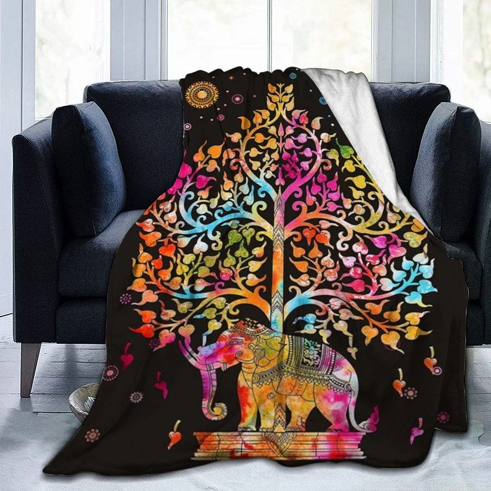 Throw Blankets Blanket for Sofa Bed Mandala Elephant India Style Galaxy Tree Book Multi Sizes Psychedelic Blanket for Bedding