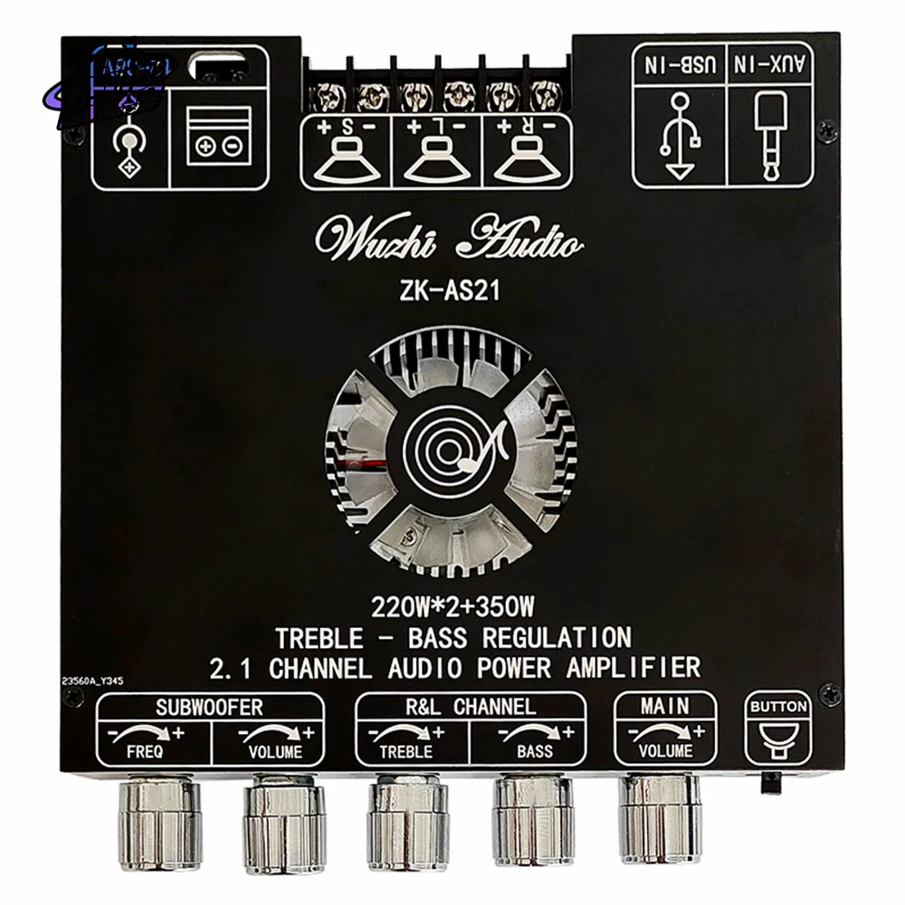 ZK-AS21 2.1 قناة 220WX2 + 350 واط TPA3251 بلوتوث متوافقة الرقمية السلطة مكبر للصوت مجلس وحدة عالية ومنخفضة لهجة مضخم الصوت