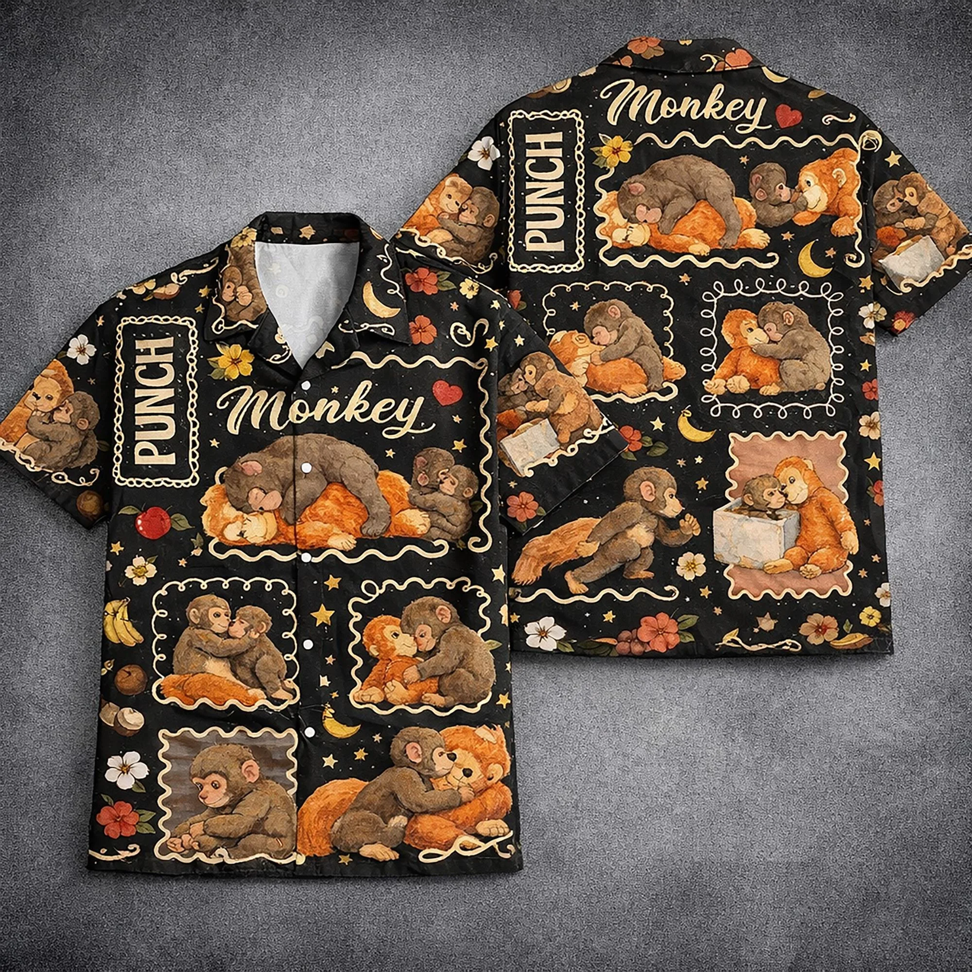 

Punch Baby Monkey Hawaiian Shirt Funny Viral Meme Team Shirts Cute Graphic Fan Gift For Summer Party Punch Monkey Unisex Top