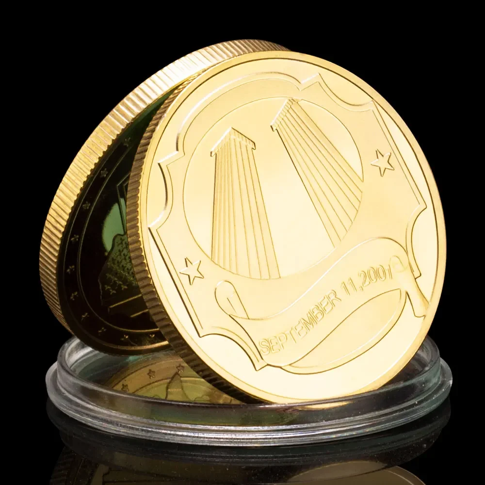 September 11 Terrorist Attacks Souvenir Gift Never Forget Collectible Gold Plated Coin American Heroes Commemorative Coin