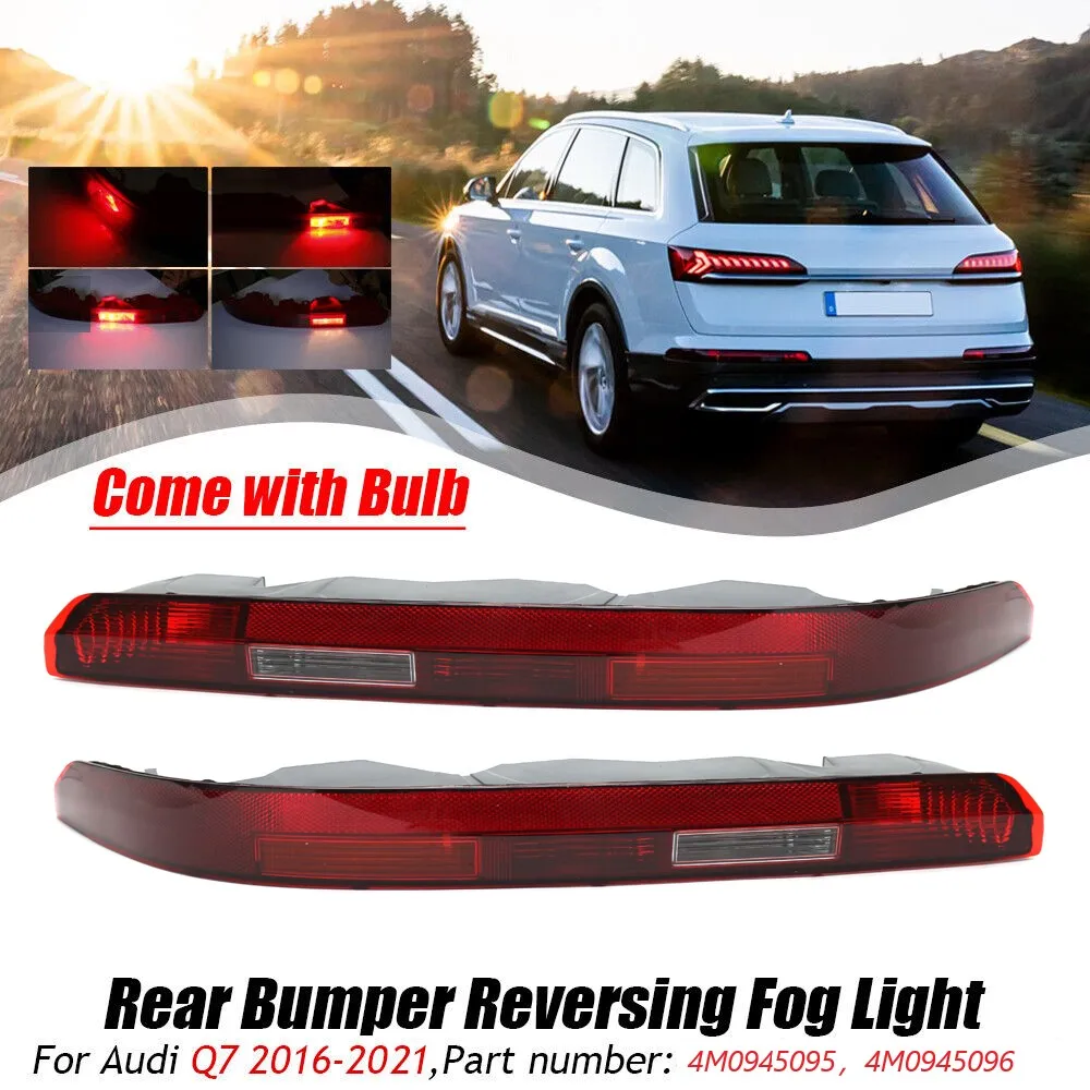 Left & Right Side Car Rear Bumper Light with 4 Bulbs Lower Tail Stop Lamp For Audi Q7 2016 2017 2018 2019 2020 2021 Car-styling 