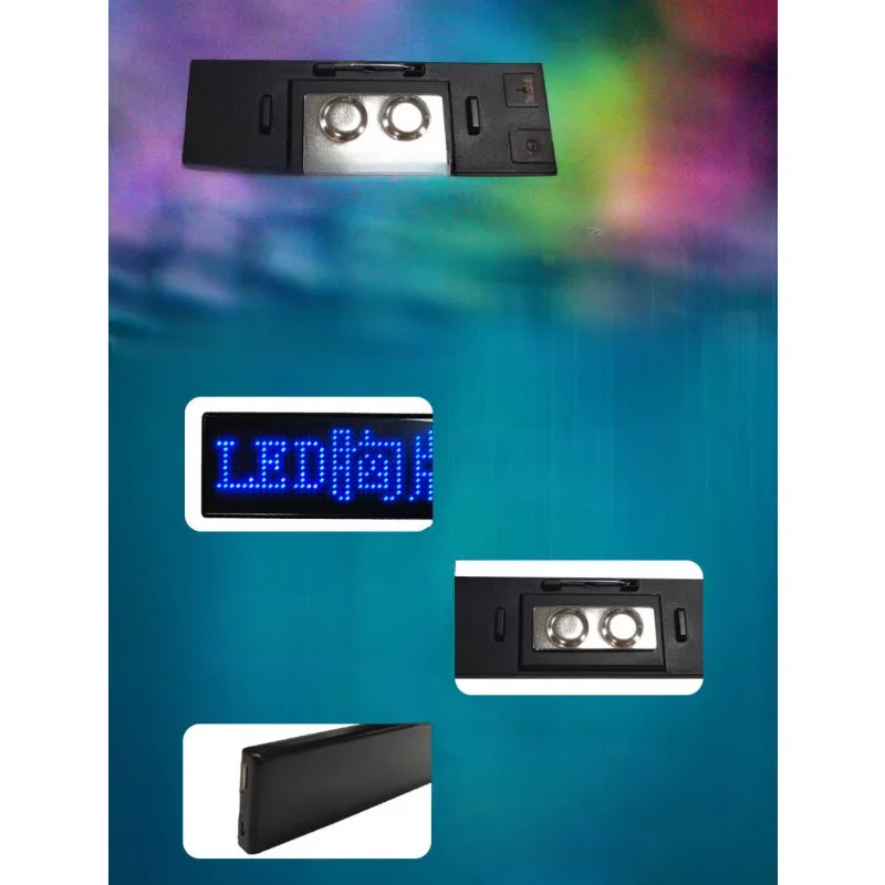 Insignia LED Digital recargable con Bluetooth, tablero de mensajes défilante programable DIY, Mini pantalla LED, etiqueta de nombre LED