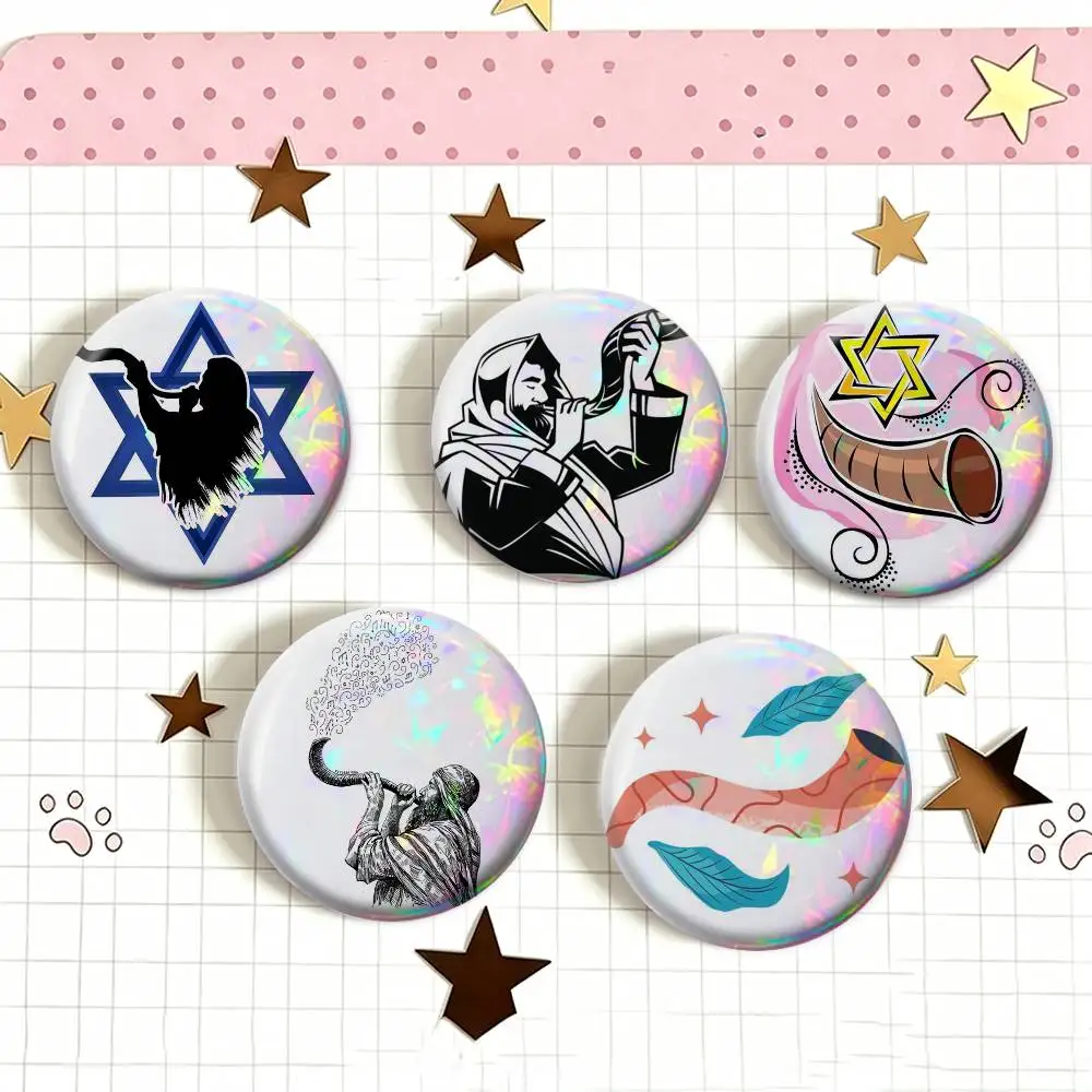 Shofar (2) Laser Badge Applicable For Backpack Clothes Hats Decor Creative Accessories