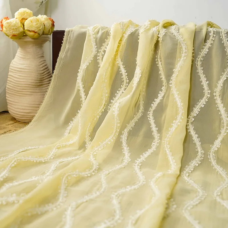 

New Three-dimensional Water Ripple Embroidery Decorative Fabric, Romantic Style Dress, Slip Shirt, Chiffon Fabric Sewing