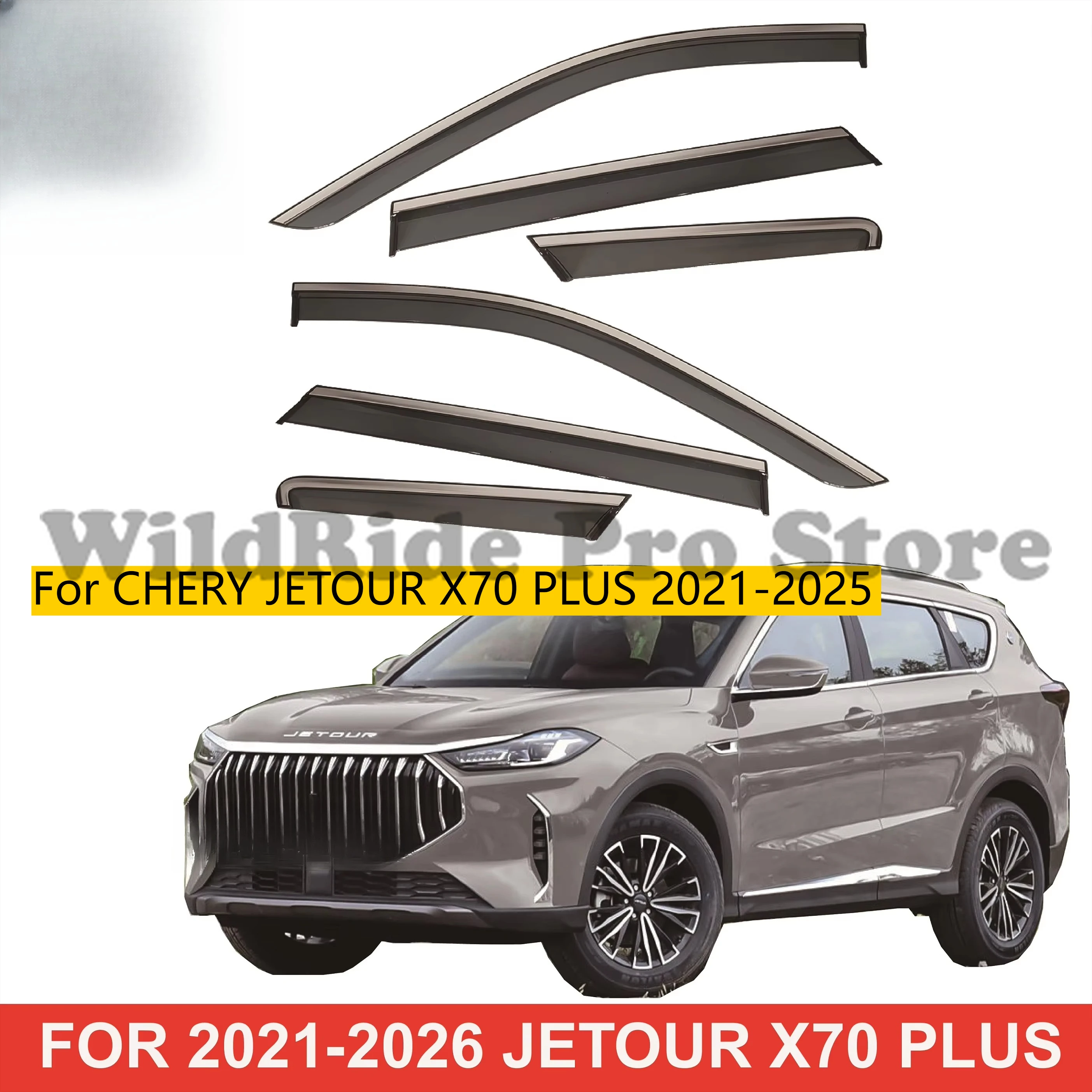 Auto Car Door Visors WINDOW VISOR Wind Deflector Sun Rain Guard Deflectors Weather Shields for CHERY JETOUR X70 PLUS 2021-2025