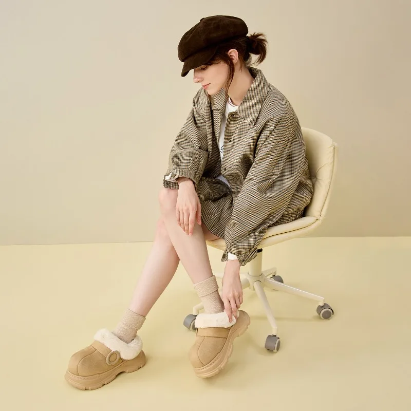 Winter Women Furry Slippers Warm Cotton Slippers Fashion Design Platform Shoes Comfortable Clogs Fluffy Casual Indoor Shoe 36-41