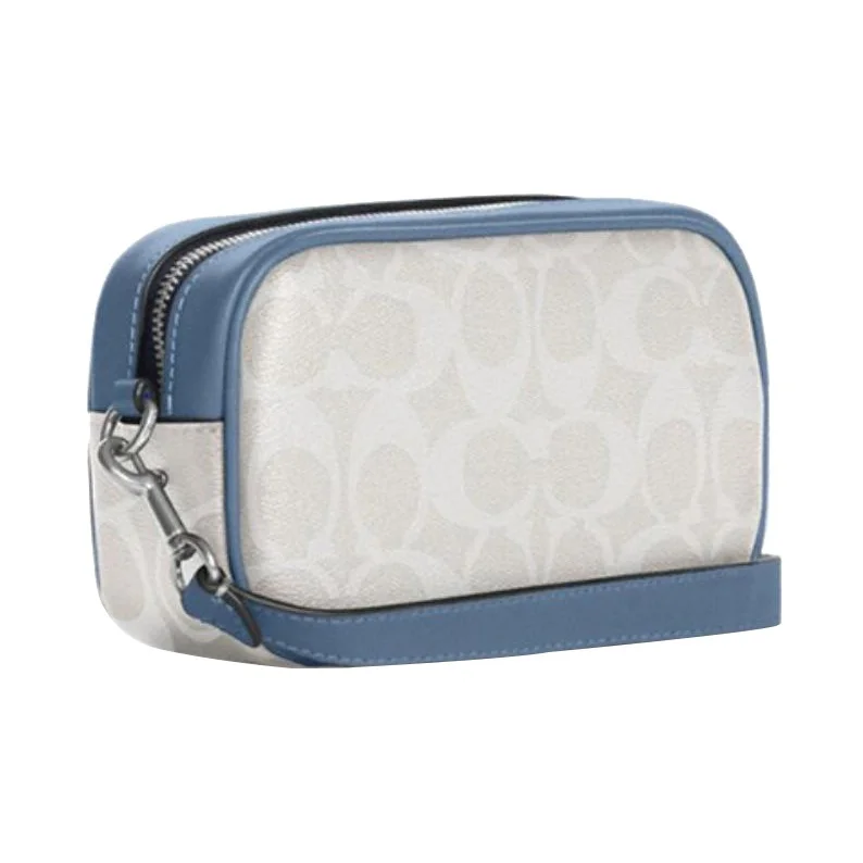 COACH Jamie Artificial Leather Wrist Bag Clutch Handbag Small Women's Chalk White & Indigo CB851-SVUOB view 5