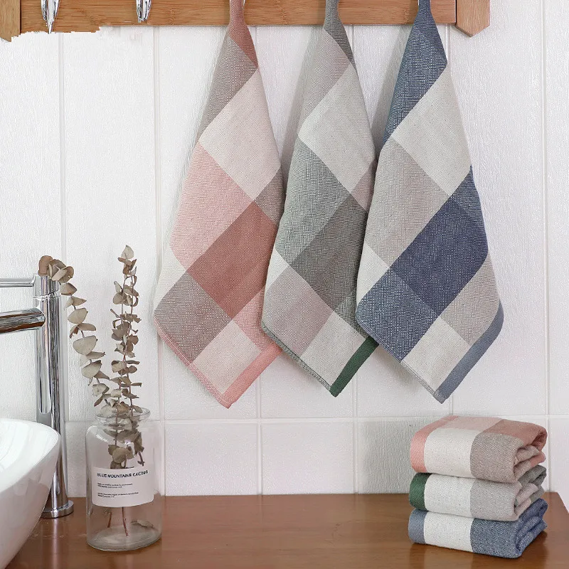 

1Pc 34x34cm Square 100% Cotton Gauze Vintage Plaid Water Absorbent Home Bathroom Adult Face Towel