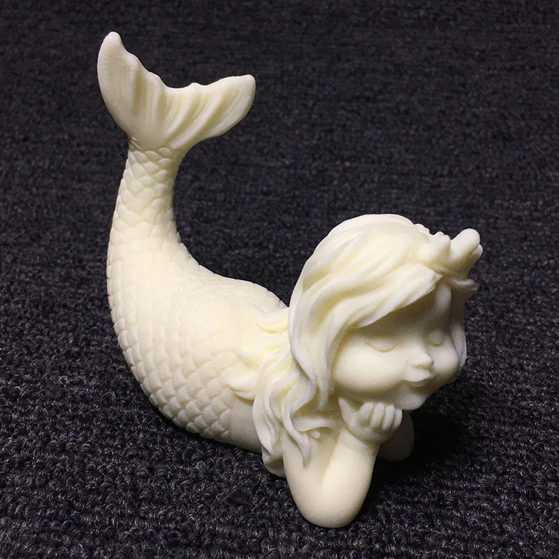 

Ivory Nut Carved Mermaid Princess8*7*3.5cmHome Living Room Office Desktop Tea Ornaments Crafts Ornaments