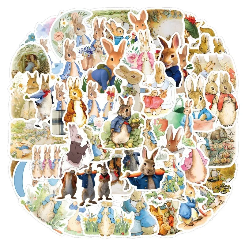 55pcs 책 피터 래빗 만화 낙서 스티커 가방 워터 컵 편지지 냉장고 휴대 전화 장식 데칼