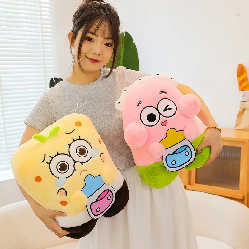 Bob Esponja de Anime para niños, juguetes de peluche grandes, Bob Esponja, Squarepants, Patricio, estrella, Squidward, euphd, H. Krabs, Gary, Kawaii, regalos de cumpleaños, 45/55cm