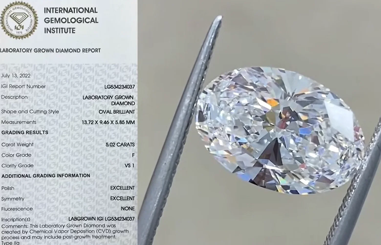 

Oval Ice Cut Lab Grown Diamonds CVD Loose VS1 EF VG EX 5.0ct