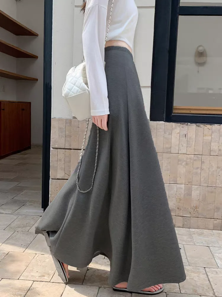 Spódnica damska w kształcie litery A, lekka, długa, wyszczuplająca i maskująca biodra dla figury gruszki, nowość 2025, idealna na wczesną jesień.