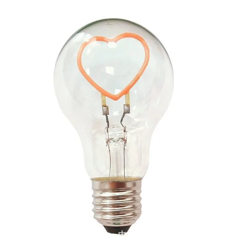 LED bulb A60 220v E27 Pink Love Shape Cartoon Letter Pattern Holiday Decorative Light