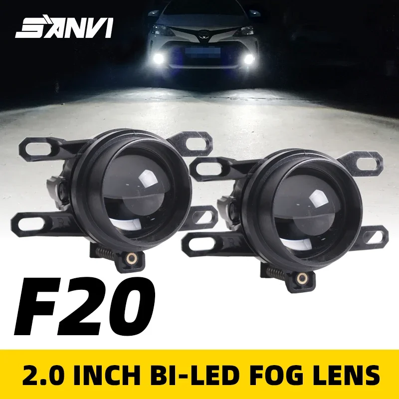 SANVI 2.0'' F20 Bi Led Fog Light Lens with H11 Plug for HILUX Corrolla Yaris Prius Car Fog HeadLamp 6000K Retrofit Kits