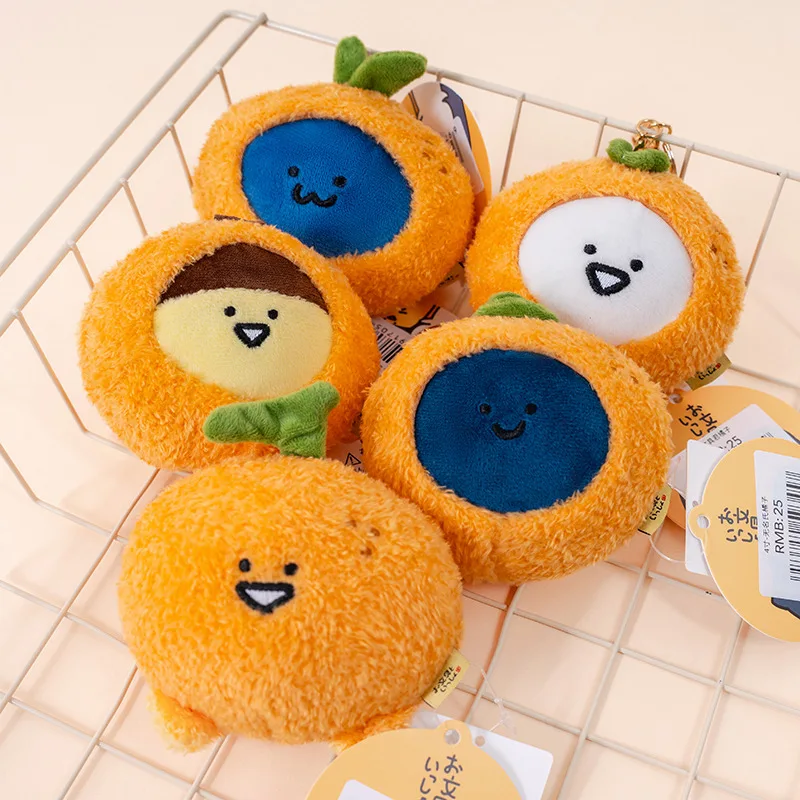 Mini Fruit Orange Elf Plush Toys Soft Fluffy Cartoon Orange Pendanta Lovely Keychain Bags Hanging Decor Funny Gift To Friends