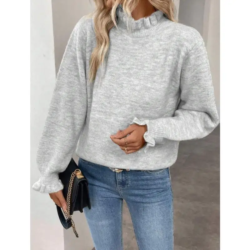 

Повседневный вязаный свитер E 39565 Sle, женский пуловер с кружевной отделкой и воротником, осень-зима, Ciwalk, внутренняя одежда, девять очков Sve