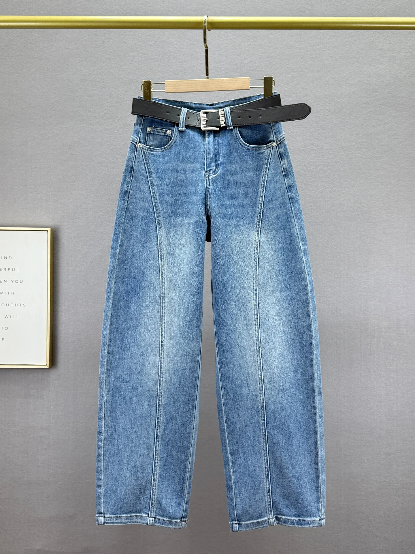 

High Waist Loose Fit Women's Jeans Spring 2026 Curved Blade Sle Worn-In Cotton Stretch Denim Casual Anti-Wrinkle Pants