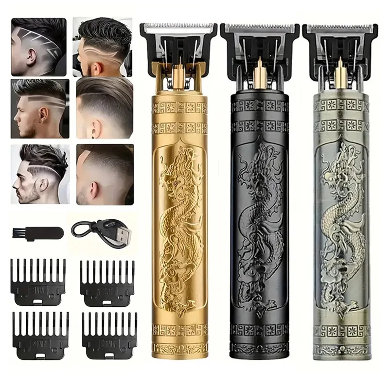 Professioneller Haarschnitt-Rasierer für Männer, wiederaufladbarer Clipper-Rasierer für Erwachsene, elektrischer Vintage-Clipperrasierer für Zuhause, USB-Aufladung, Friseursalon