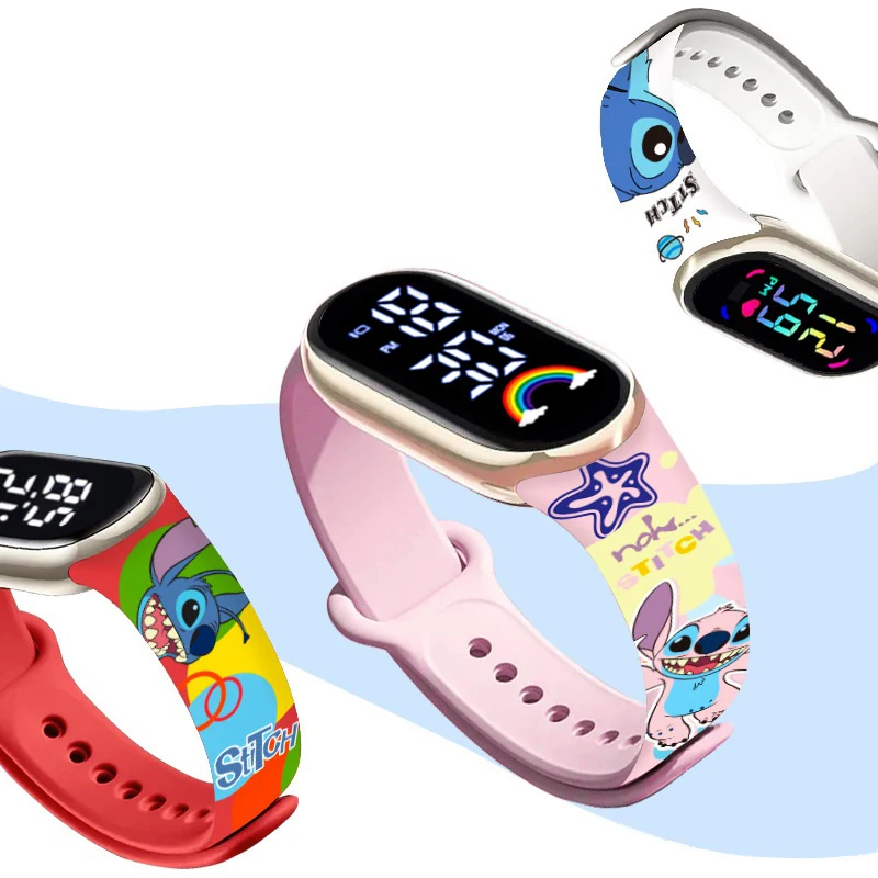 Disney-relojes de dibujos animados para niños y niñas, pulsera LED de moda, reloj electrónico Digital, resistente al agua