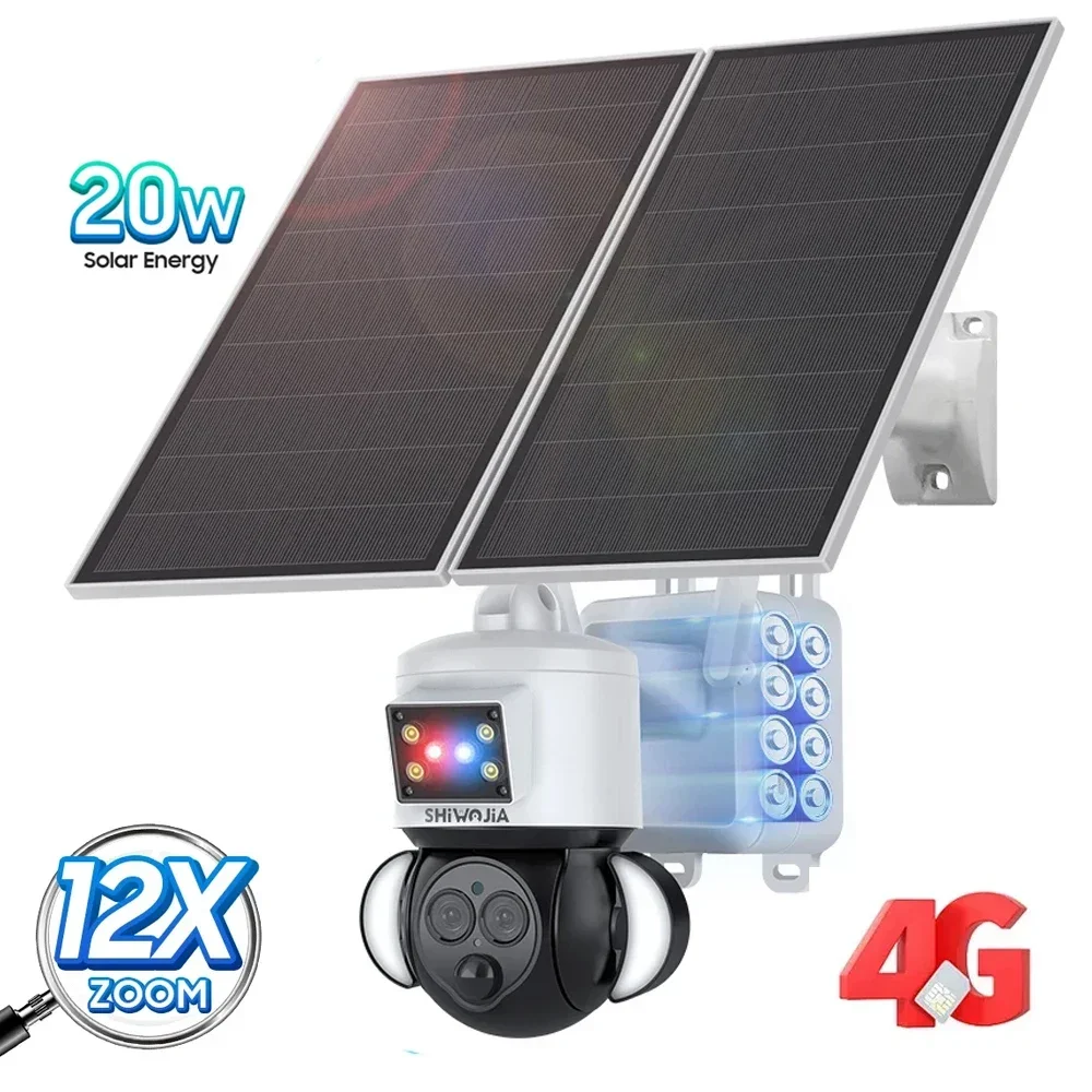 

6MP 12X Zoom WiFi Camera 4G SIM with 20W Solar Panel 20000mAh Battery 24/7 Loop Recording Dual Lens 360 UBOX IP CCTV