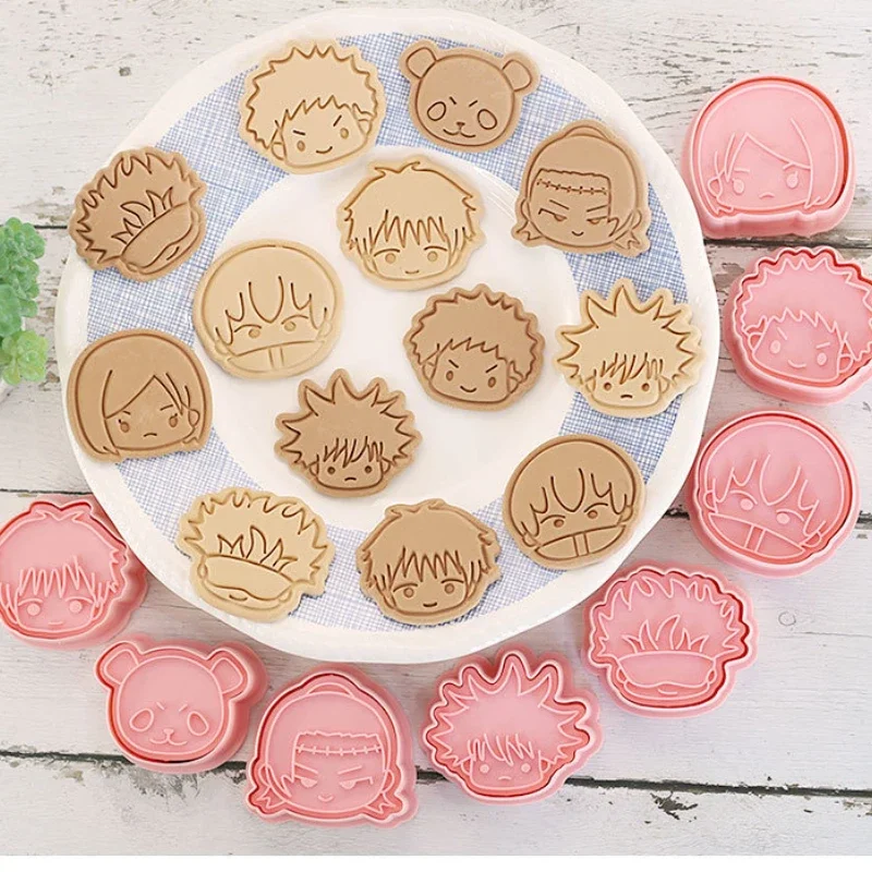 8Pcs/Set Jujutsu Kaisen Gojo Satoru Cookie Cutter Anime Figure Heads Mold for Baking Biscuits Kawaii Geto Suguru Cake Decor