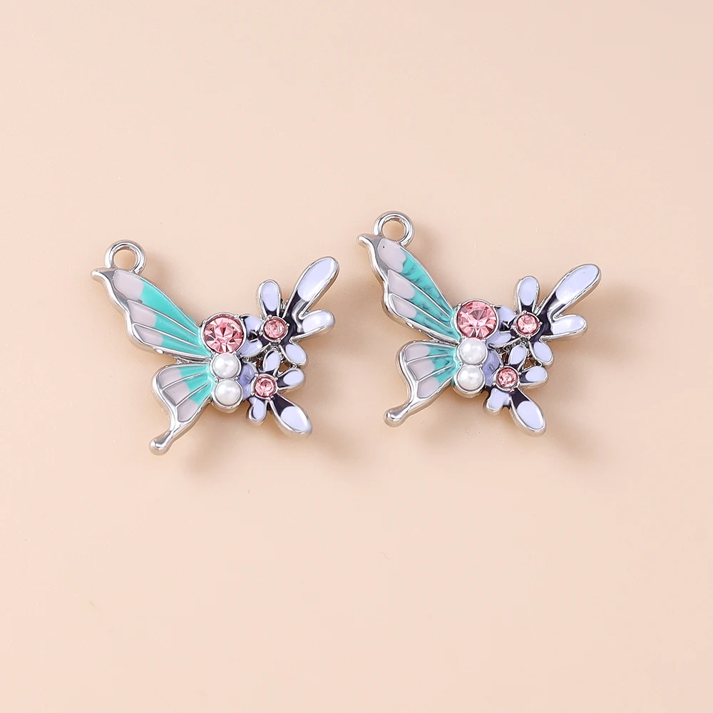 Leslie 5 Stück exquisite Charms, wunderschöne florale Schmetterlingsanhänger für Ohrringe, Halsketten, handgefertigte DIY-Schmuckherstellungszubehör – Detail 3