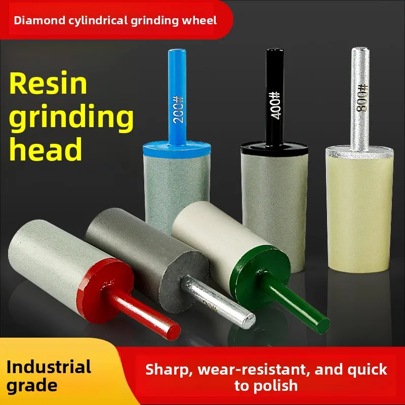 

Diamond Resin Grinding Head Cylindrical Small Grind Wheel Stone Relief Polishing Stone Carving Electric Drill Direct Mill Grind