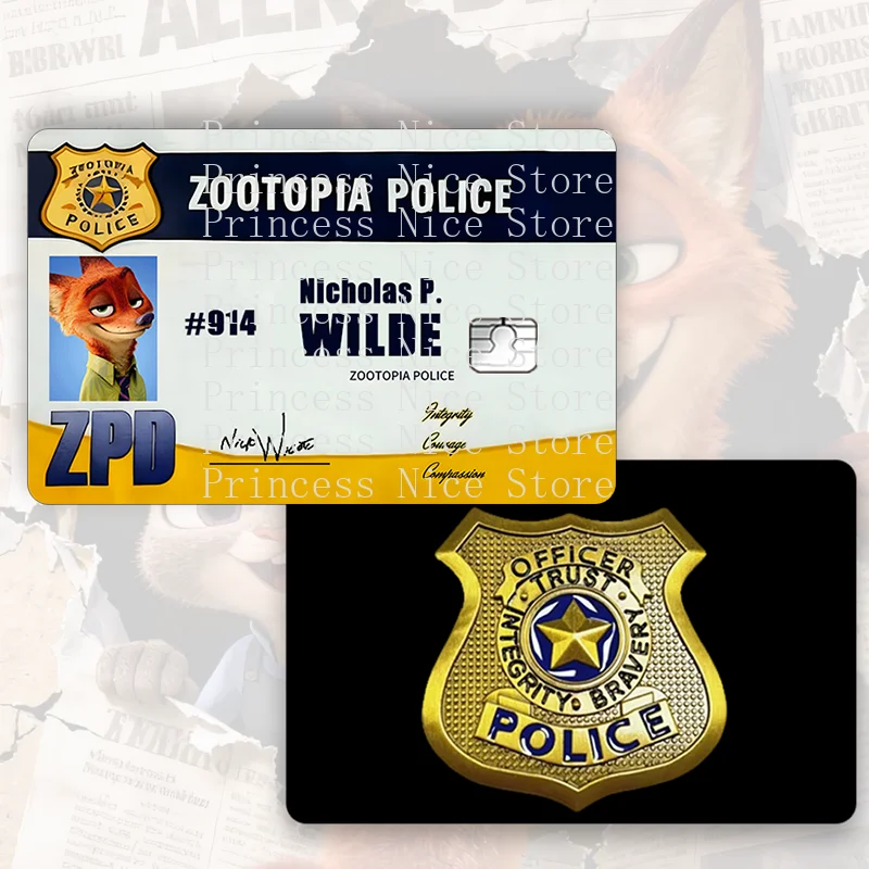Zootopia 2 ملصقات شهادة ضابط الشرطة جوديث بطاقة الإبداع نيك زوجين مجموعة التصحيح حافلة مترو الانفاق بطاقة البنك معرف ملصق هدية #5