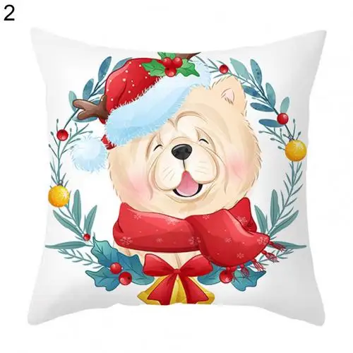 Christmas Ornament Natal Navidad Pillowcase 45x45cm  Cushion Cover Dog Moose  Home Decor