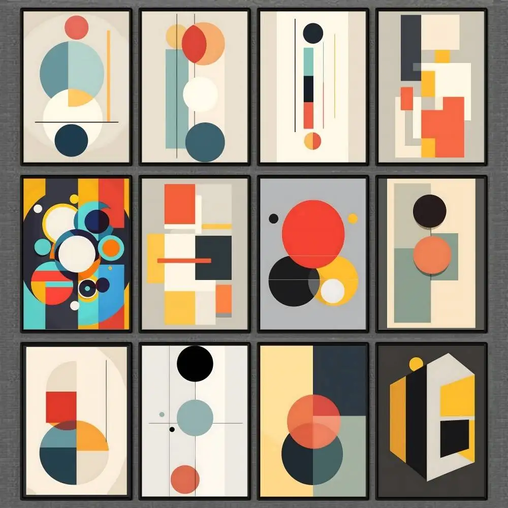 Affiche de lignes graphiques circulaires géométriques colorées simples abstraites, imprimés HD, image d'art, décor mural d'entrée de maison, salon, chambre à coucher