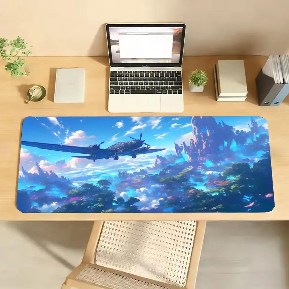 Aerial View Mountain Cloud Sky Large Mouse Pad, Airplane Flying Scenery Desk Mat, Non‑Slip Rubber Base for Gaming Office Home