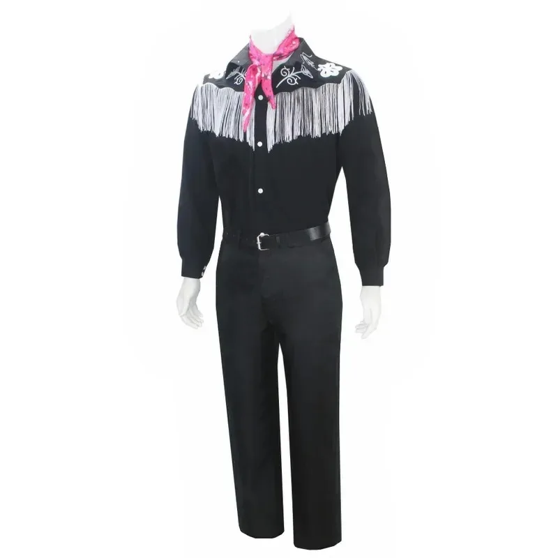 2023 جديد فيلم مارجوت روبي باربي كوسبلاي كين كوسبلاي للرجال البالغين أزياء البقرة السوداء للهالوين بذلة وردية لعب الأدوار