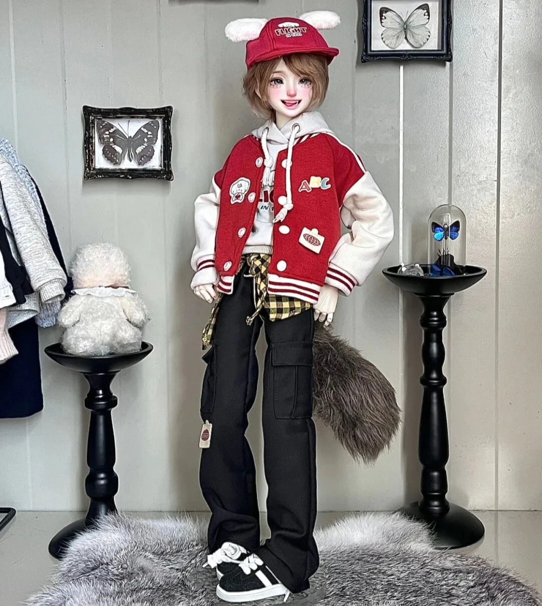

1/4 Doll's Clothes Suit Baseball Uniform,Pants,Hat,Sleeveless Top,Fart Curtain for 45cm Bjd Doll Dress Up Toys Doll Accessories