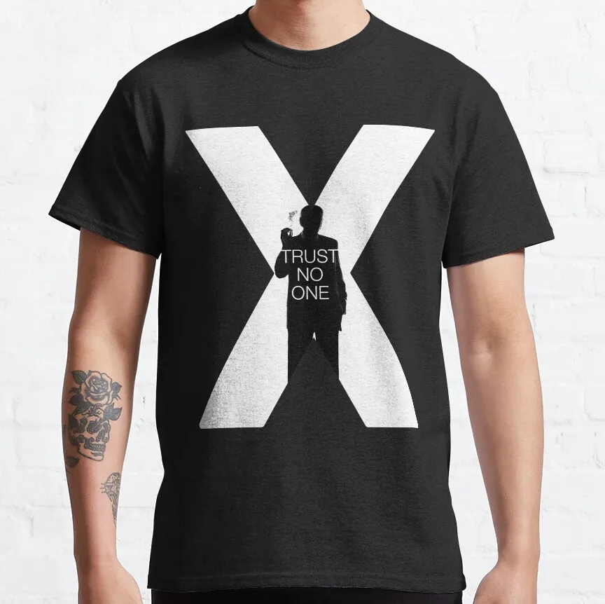 تي شيرت عتيق لفيلم الخيال العلمي The X-Files الحقيقة خارج هناك ufo space alie تي شيرت All The Taglines Trust No One ملابس بمقاسات كبيرة #3