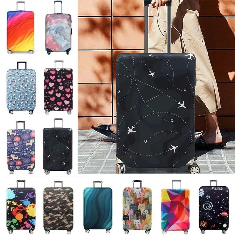 18-32Inch Luggage Cover Elastic Suitcase Cover Full Body Print Suitcase Protective Case Suitcase Luggage Protector Dust Cover