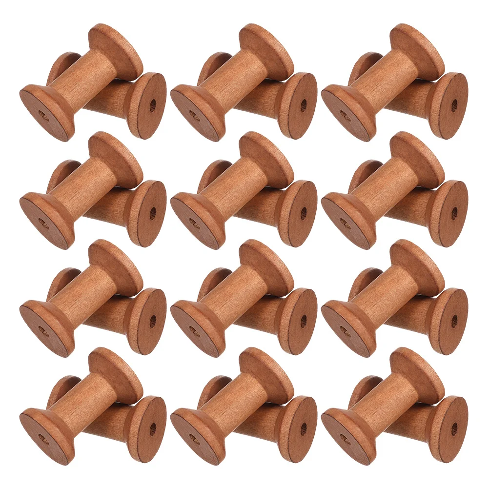 

25Pcs Wooden Spools for Crafts Solid Natural Wood Thread Babbins Vintage Style Sewing Yarn Holder DIY Craft Projects Organizer