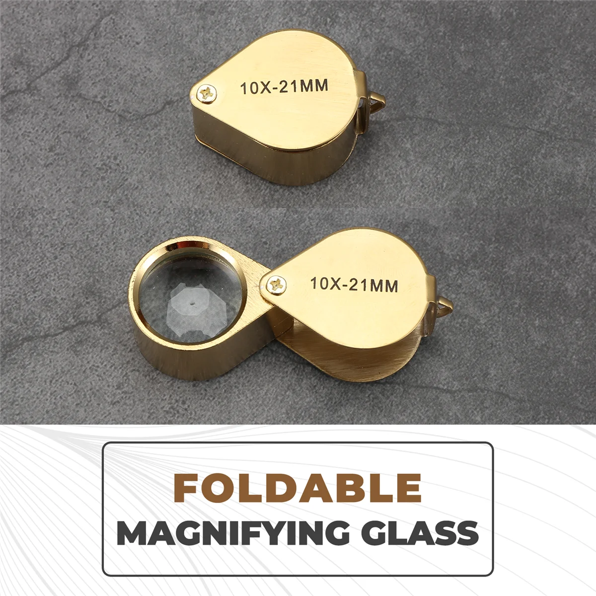 

10x Magnifying Magnifier Glass Jewellers Eye Foldable Jewelr Hot sale tools pe(Golden)