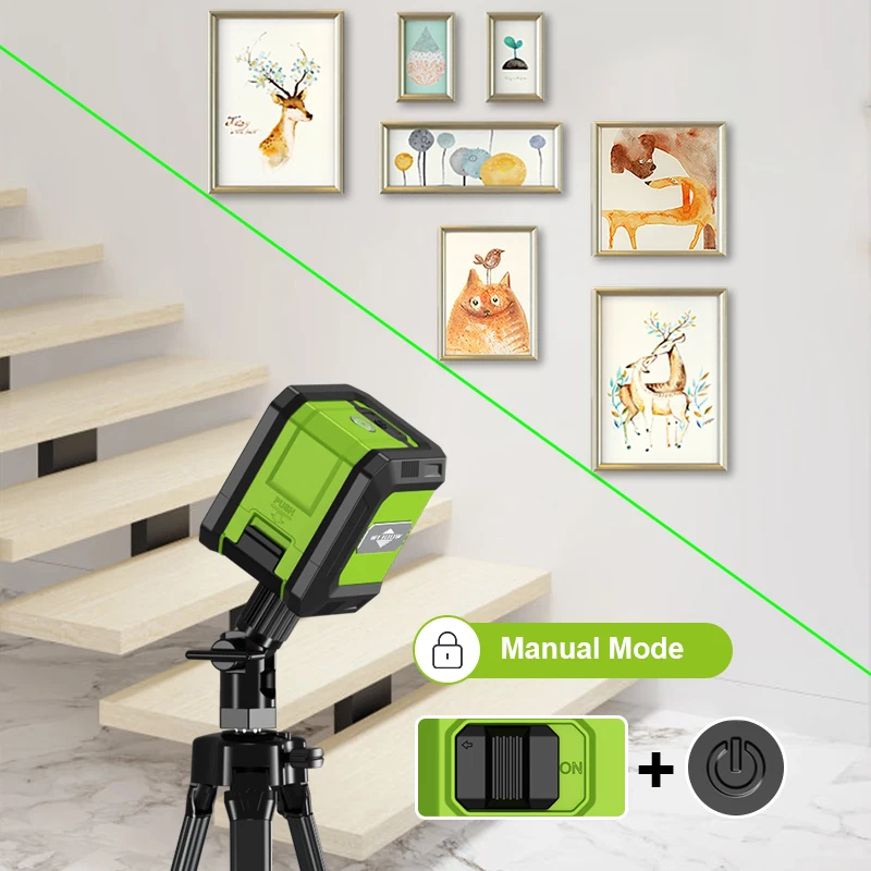 Weiddw 2 Lines Professional Laser Level with Tripod 360°Self Leveling Cross Green Line Horizontal and vertical Laser Level Tools