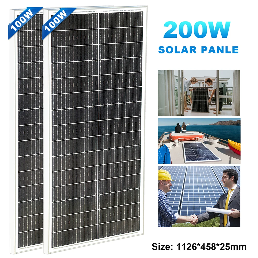 

Glass Solar panel 100W 1PCS 2PCS 3PCS 4PCS 12V 200W 300W 400W solar Panels for home light refrigerator power station camping etc