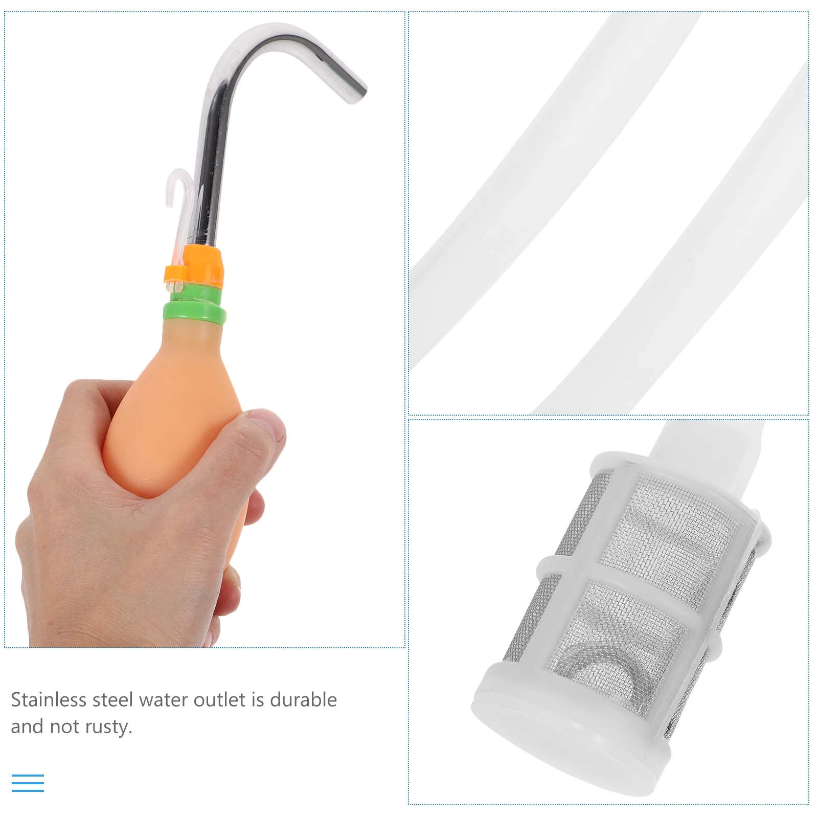 

1Set Fishing Water Suction Device Manual Pump Durable Water Intake with Screw Interface High-Density Filter Stainless Steel