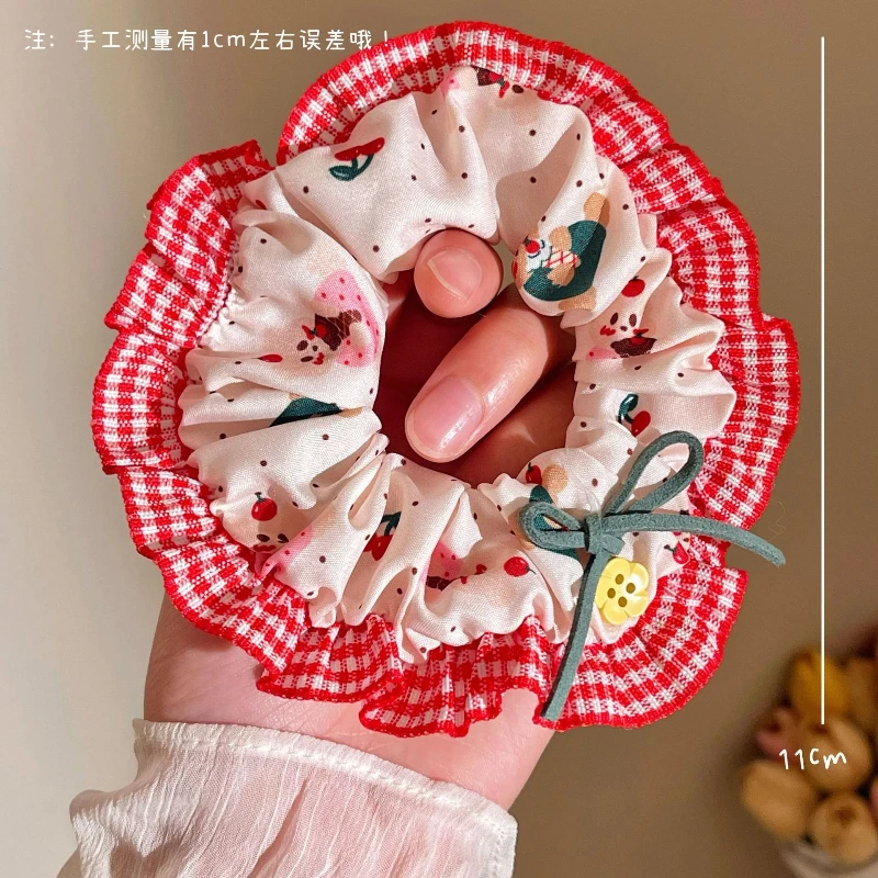 لطيف الكرز الدب عقال المرأة منقوشة تنورة إكسسوارات الشعر ذيل حصان كابيلو كورباتاس المطاط رباطات كابيلو الحلي