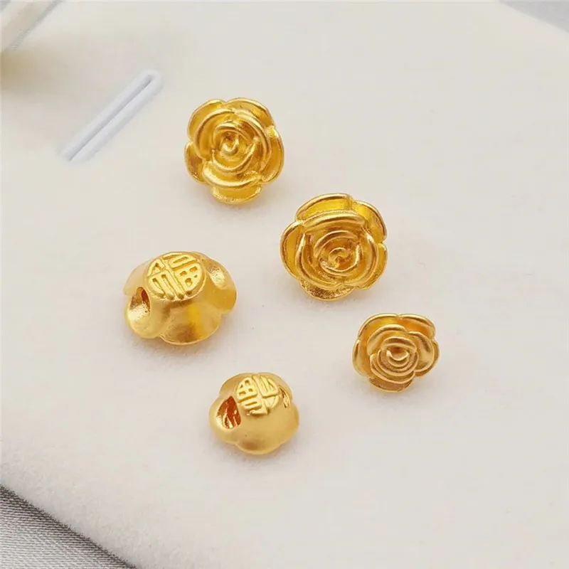 

1pcs Pure 999 24K Yellow Gold Women Lucky Mini Rose Flower Bead Pendant