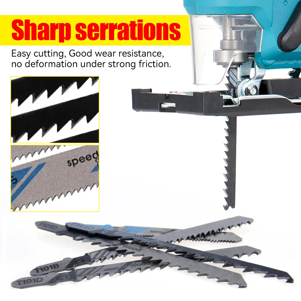 

For Wood Plastic And Metal Cutting Tools 20Pcs Jigsaw Blades T-Shaft HCS Assorted Jigsaw Blades Set Fast Cut Down Saw Blade