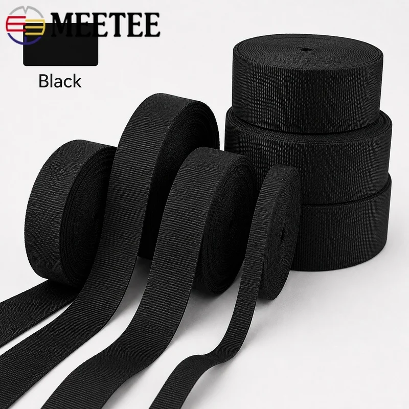 5/10/20M 20-50mm Polyester Tubular Webbing Strap Double Layer Flexible Ribbon for Backpack Handle Garment Sewing Craft Projects