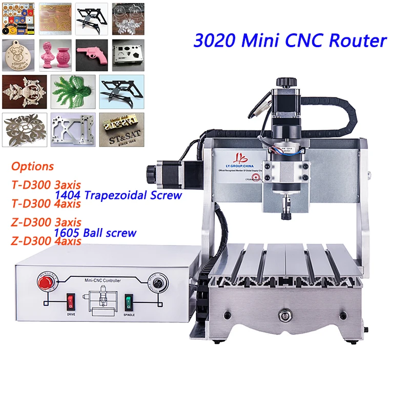 

3020 3/4Axis CNC Router 500W Mini Wood Engraving PCB Milling Cutting Machine with Auto Knife Checking Tool Woodworking Lathe