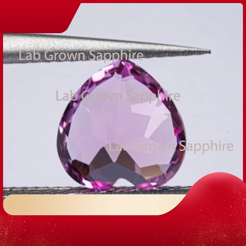 

Lab Grown Sapphire Heart Cut Pink Artificial Gemstone for Charms Diy Jewelry Making Bracelet Ring Selectable Certificate-M