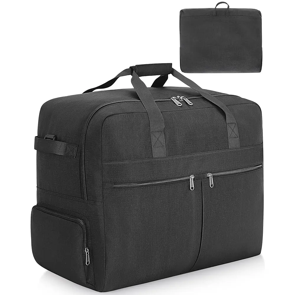 80L Foldable Large Travel Duffle Bag for Men and Women, Packable Duffel Bags with Shoe Compartment, Water Repellent & Tear Re